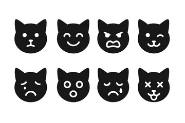 Poster - Vector illustration of various cat emoji expressions for digital design and communication