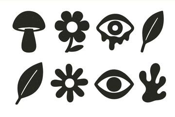 Poster - Unique vector illustration icons featuring nature-themed shapes in a minimalist style suitable for various design purposes