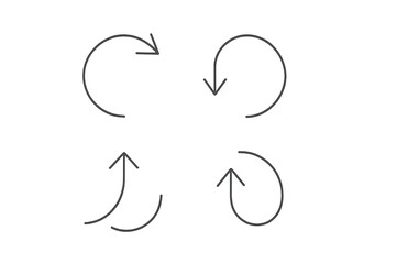 Poster - Vector illustration of four different circular arrow designs for creative projects in minimalist style