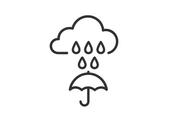 Poster - Rainy weather symbol with cloud, raindrops, and umbrella for use in weather-related contexts and applications