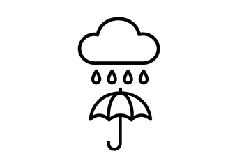 Poster - Rain cloud with umbrella vector illustration showing protection from rain in a minimalist design