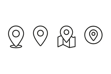 Fototapete - Various vector icons representing location markers and map symbols in a simple black and white design suitable for digital applications