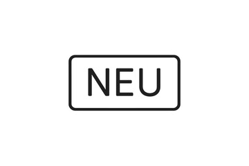 Poster - Vector illustration icon featuring the word NEU in a bold, minimalist style on a simple background