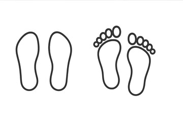 Poster - Outline of human footprints showing left and right foot prints in a minimalist vector illustration style for design purposes