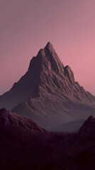 Aufkleber - Purple mountain range at sunset, textured rock faces, hazy atmosphere, conveying serenity and majesty, ideal for nature or travel themes