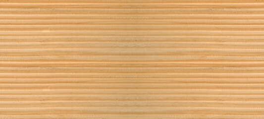 Poster - 3d decor panel, wood background banner panorama long - Brown wooden acoustic panels wall texture , horizontal pattern