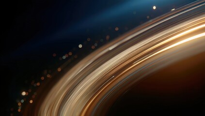 Poster - Abstract light trails curve across a dark background, creating a dynamic and futuristic visual effect.