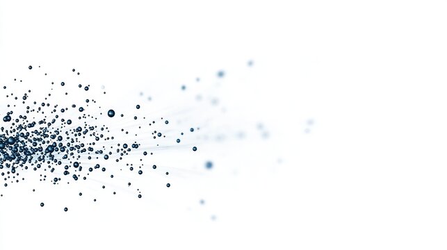 Abstract digital graphic of dark particles on white background.