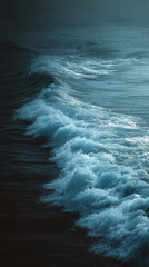 Poster - ocean wave texture, teal and dark blue shades, breaking wave, water surface, sea foam, natural dynam