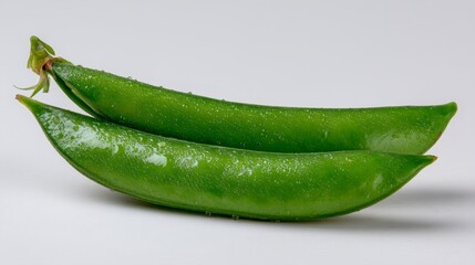 Poster - Center-focused green legume pod showcasing a glossy texture and slight curve, set against a minimalist white background for culinary inspiration and presentation
