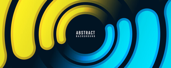 Poster - blue yellow abstract background overlap layer on dark space with glowing circles effect decoration. 