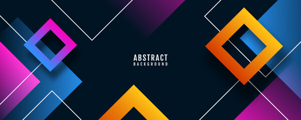 Poster - 3d geometric abstract background overlap layer on dark space with colorful rhombus effect decoration
