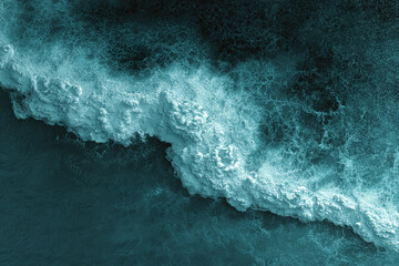 Fototapete - Teal textured wave abstract, resembling foam or sea, evokes feelings of fluidity, movement and ocean depth, ideal for nature or water-themed designs