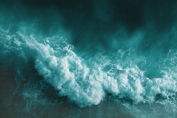 Aufkleber - Teal water texture with white foam wave, depicting ocean energy and movement, ideal for marine, nature, or abstract designs