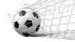 © DreamGen Works - Soccer net with ball inside mid-goal, action captured, isolated on Transparent background