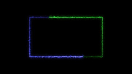 Poster - Dynamic electric frame with green and blue color edges on black background creating energy flow ideal for digital concepts and tech designs