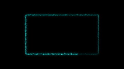 Poster - Dynamic glowing rectangle frame in teal on black background offering a modern and energetic visual appeal perfect for digital presentations