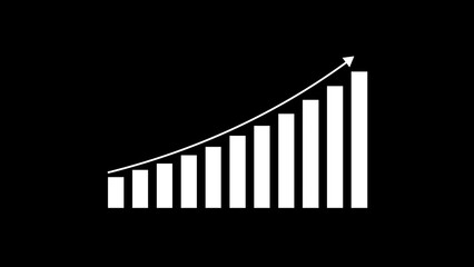 Poster - Ascending bar graph depicting growth and financial success on a black background illustrating positive trends and data visualization