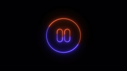Poster - Neon pause button glowing on black background illustrating media control interface symbol sign and user experience design