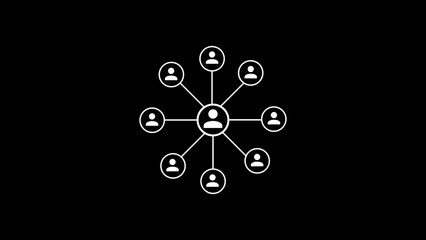 Poster - A network of connected people illustrating teamwork communication and collaboration representing community and social media interactions or data sharing