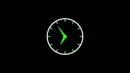 Poster - Minimalist clock design with neon green elements indicating time on a solid black background simple timekeeping representation for design concepts
