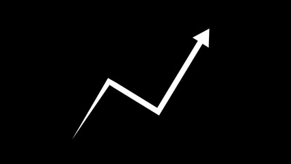 Poster - White upward arrow on black background representing growth and success in business, financial progress, achievement, and increasing positive trends.