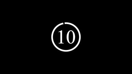Poster - Number 10 within a white circle on a black background for countdowns announcements and event promotion using a minimal and clean aesthetic design