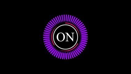 Poster - Modern digital on button graphic with a glowing circle of purple lines on a black background for web interface design