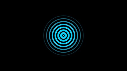 Poster - Abstract blue concentric circles on black background representing sound waves or target imagery suitable for technology concepts and data visualizations.