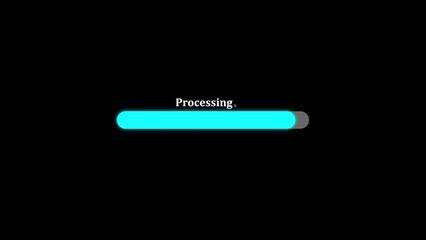Fototapete - Visual representation of processing a loading progress bar with neon blue glowing elements on a dark background conveying digital technology