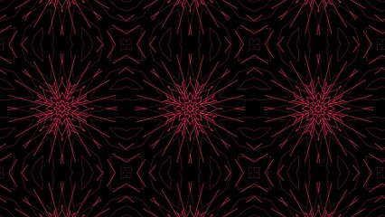 Poster - Red linear geometric pattern on black background seamless decorative artistic design for creative projects wallpaper and graphic design elements with elegant symmetry