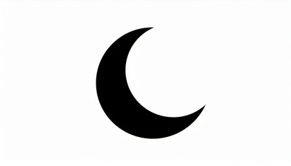 Poster -  black crescent moon silhouette icon on white background for ramadan web design, print projects, islamic branding, minimalist vector graphic