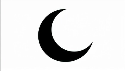 Poster -  black crescent moon silhouette icon on white background for ramadan web design, print projects, islamic branding, minimalist vector graphic