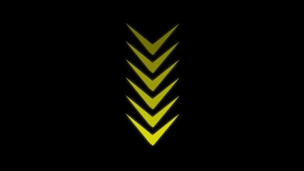 Poster - abstract yellow arrows pointing downwards on a black background representing direction and decline c