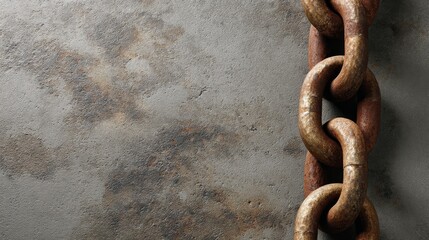 Poster - Tangled metal chains lie on wet concrete, displaying rich textures and corrosion. The low angle highlights the intricate details of the oxidized surfaces