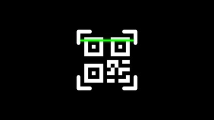 Poster - Qr code with a bright green scanning line against a dark background suitable for technology and business-related concepts like marketing and product promotion.