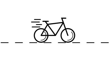 Poster - Illustration of a stylized bicycle in motion depicting speed and travel against a clean white background conveying concepts of exercise and cycling as a mode of transport