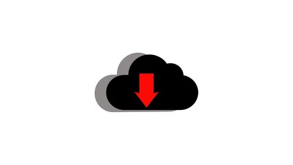 Poster - Cloud download icon with shadow representing online storage and data transfer symbolism on white background simple digital concept for web design and data accessibility