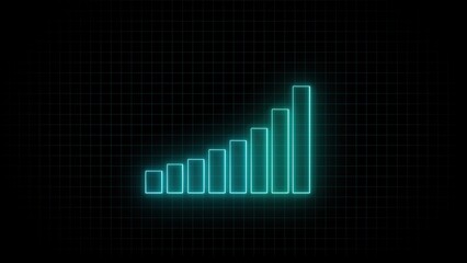 Poster - Glowing cyan bar graph visualization representing growth and success on a grid background digital visualization of financial trends data analysis and business analytics