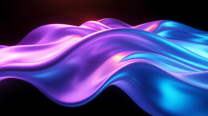 Poster - Abstract Purple and Blue Waves A Captivating Display of Fluid Motion and Color Gradients in Digital Art