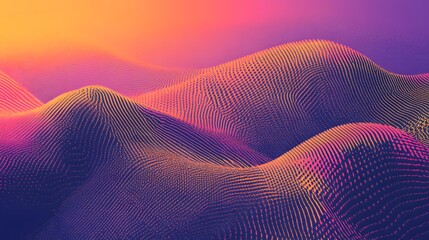 Poster - Abstract digital landscape of undulating hills.