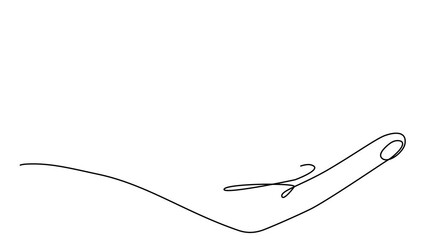 Poster - Hand holding flying airplane continuous line art drawing animation. One line travel concept animated video.