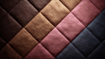 Poster - Exploration of a close-up view showcasing a repeating diamond pattern in soft fabric with muted tones and sharp lines, featuring an open area for design integration