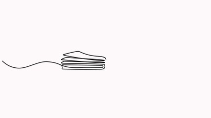Poster - Book continuous one line art animation. Line drawing open book video. School education concept.