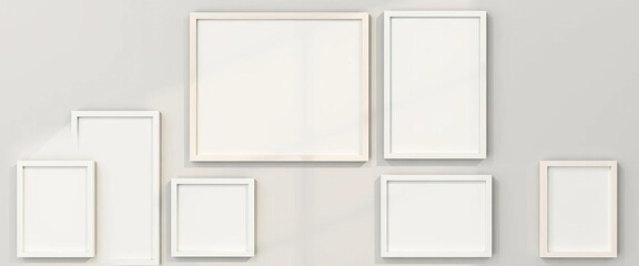 Wall Mural - empty minimalist photo collage template with multiple frames for images , scrapbook, artwork