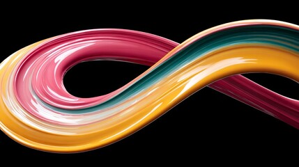 Leinwandbilder - A close-up view reveals a mesmerizing swirl of neon liquid in pink, teal, and yellow, contrasting sharply with the dark background, perfect for abstract art