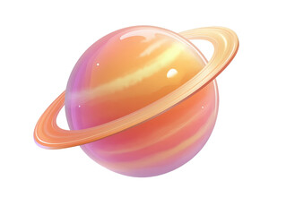 Wall Mural - a large orange and pink planet with a ring around it