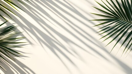 Poster - Palm leaf shadows on a light background.