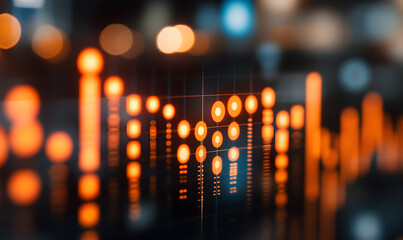 Poster - Dynamic Data Visualization Abstract Orange Glow Business Analytics Success