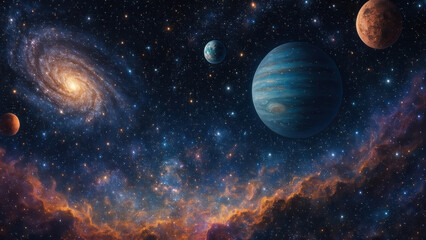 Wall Mural - vast cosmic universe with planets